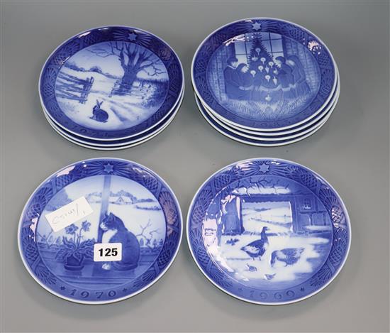 A set of nine Royal Copenhagen Christmas plates